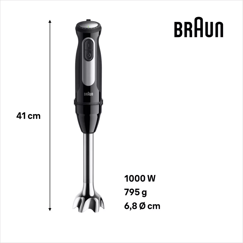 Braun MultiQuick 5 MQ55.254MBK 0,5 L saumikser 1000 W Must, Roostevaba teras