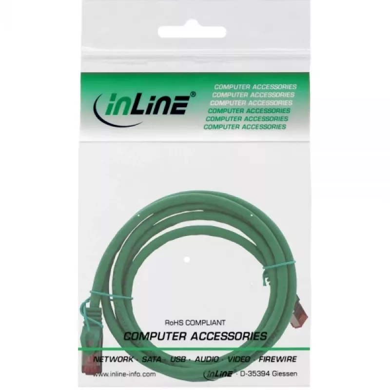 Intos Cat6 S/FTP PiMF 250MHz patch-kaabel, 1,5 m, RJ-45–RJ-45, halogeenivaba, roheline