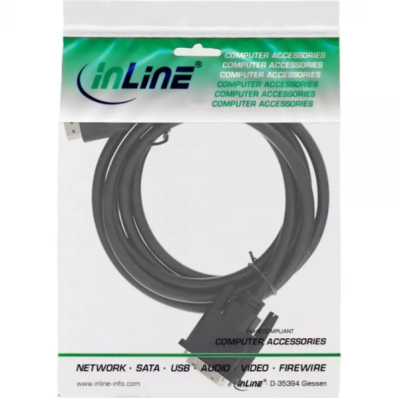 InLine HDMI-DVI kaabel HDMI isane / DVI isane 18+1 must 2 m