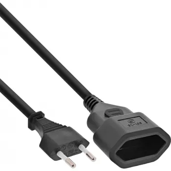 Toitekaabel InLine 16681S — H03VVH2-F, CEE7/16 kuni CEE7/16, 1 m, 250 V 2,5 A, Must