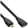InLine Micro-USB 2.0 pikenduskaabel, Micro-B M/F, must/kuldne, 5m