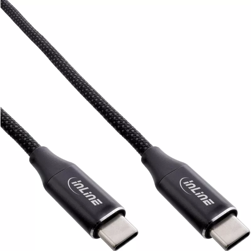 InLine Magnetiline USB-C kaabel, USB-C isane/isane, 100 W, must, 1 m