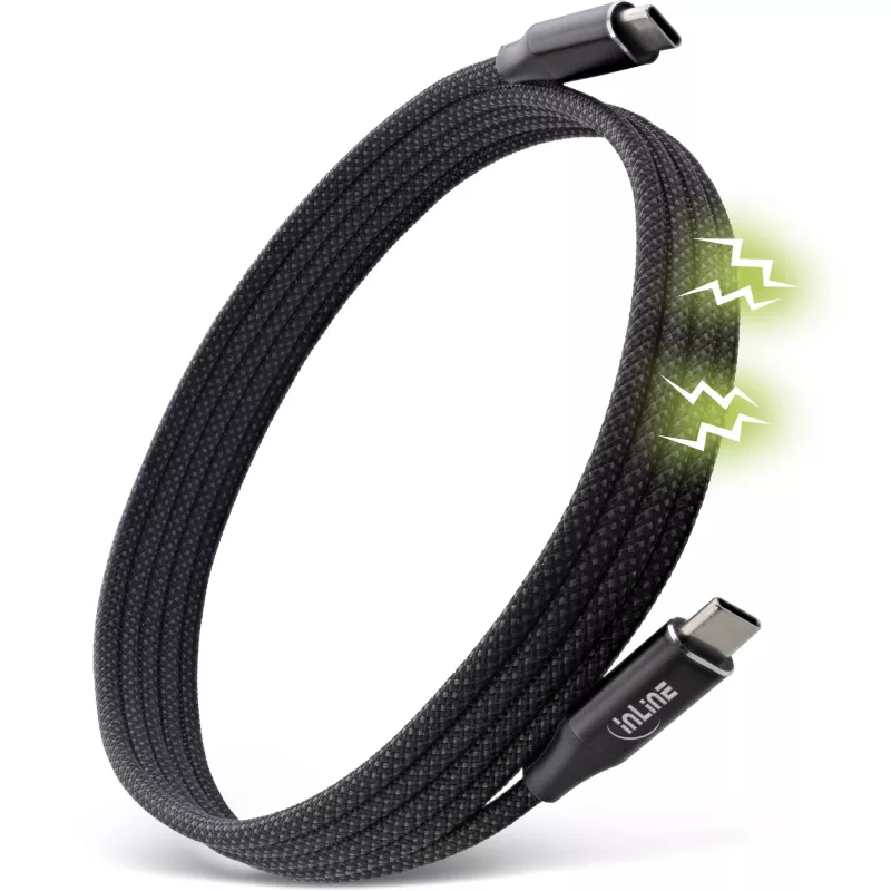 InLine Magnetiline USB-C kaabel, USB-C isane/isane, 100 W, must, 1 m