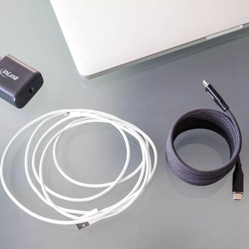 InLine Magnetiline USB-C kaabel, USB-C isane/isane, 100 W, must, 1 m