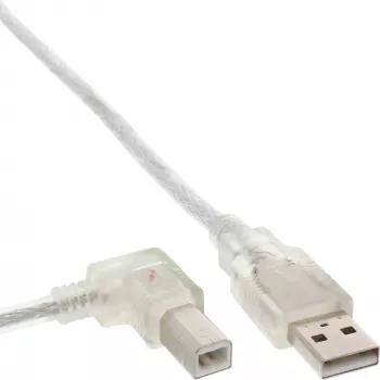 InLine USB 2.0 kaabel vasakpoolse nurga all A-tüüpi isane / B-tüüpi isane läbipaistev 0,5 m