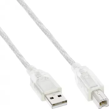 USB 2.0 kaabel tüüp A-pistik / B-pistik InLine 34555T 5m läbipaistev