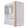 PC korpus Lian Li Lancool 217 Midi Tower — valge ja puit, toetab ATX/EATX/Micro-ITX, 2x120mm ees, 1x140mm taga, 1×3,5 tolli + 8×2,5 tolli