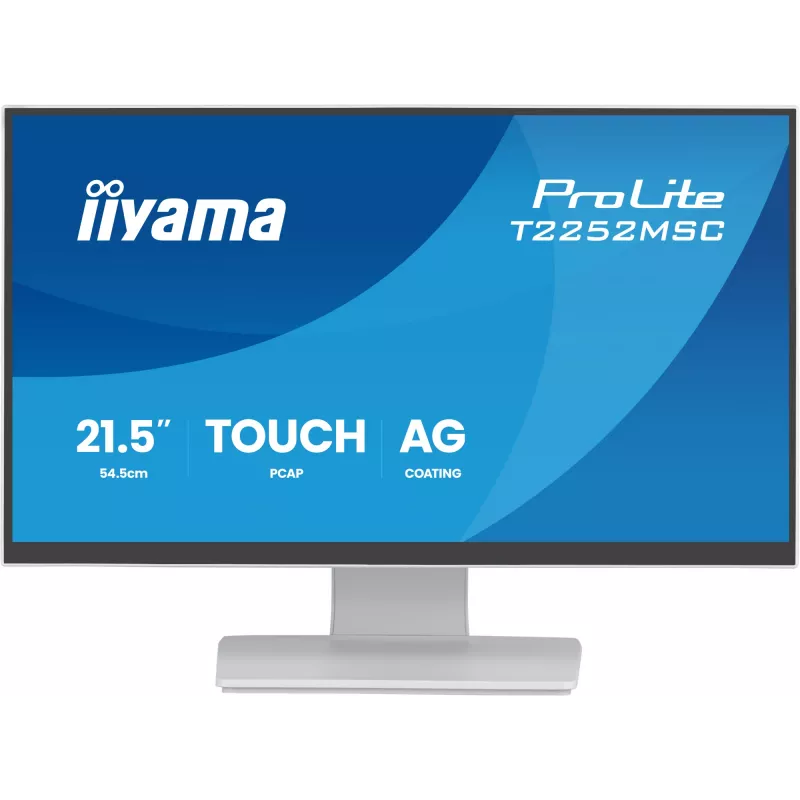 Monitor IIYAMA ProLite T2252MSC-W2AG 21,4-tolline (54,5 cm) Full HD 1920x1080 LCD puuteekraan, 5 ms, USB 3.2 jaotur, kõlarid, VESA, valge