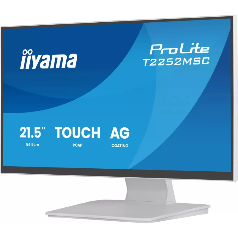 Monitor IIYAMA ProLite T2252MSC-W2AG 21,4-tolline (54,5 cm) Full HD 1920x1080 LCD puuteekraan, 5 ms, USB 3.2 jaotur, kõlarid, VESA, valge