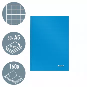 Leitz Notebook Solid Hardcover A5 ruuduline 90 g 80 lehte, monokroomne, sinine, A5, 80 lehte, läikiv, 80 g/m²