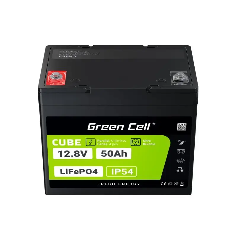 UPS-i aku roheline Cell LFPGC12V50AH liitium-raudfosfaat 12 V 50 Ah 640 Wh, 75 A tühjendus