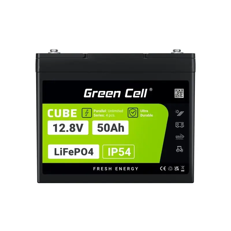 UPS-i aku roheline Cell LFPGC12V50AH liitium-raudfosfaat 12 V 50 Ah 640 Wh, 75 A tühjendus