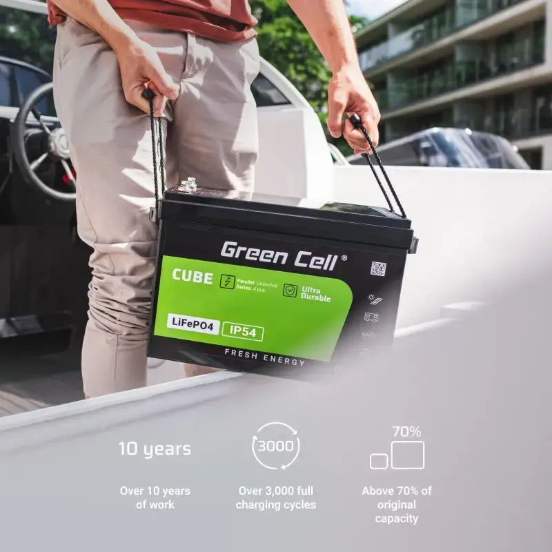 UPS-i aku roheline Cell LFPGC12V50AH liitium-raudfosfaat 12 V 50 Ah 640 Wh, 75 A tühjendus
