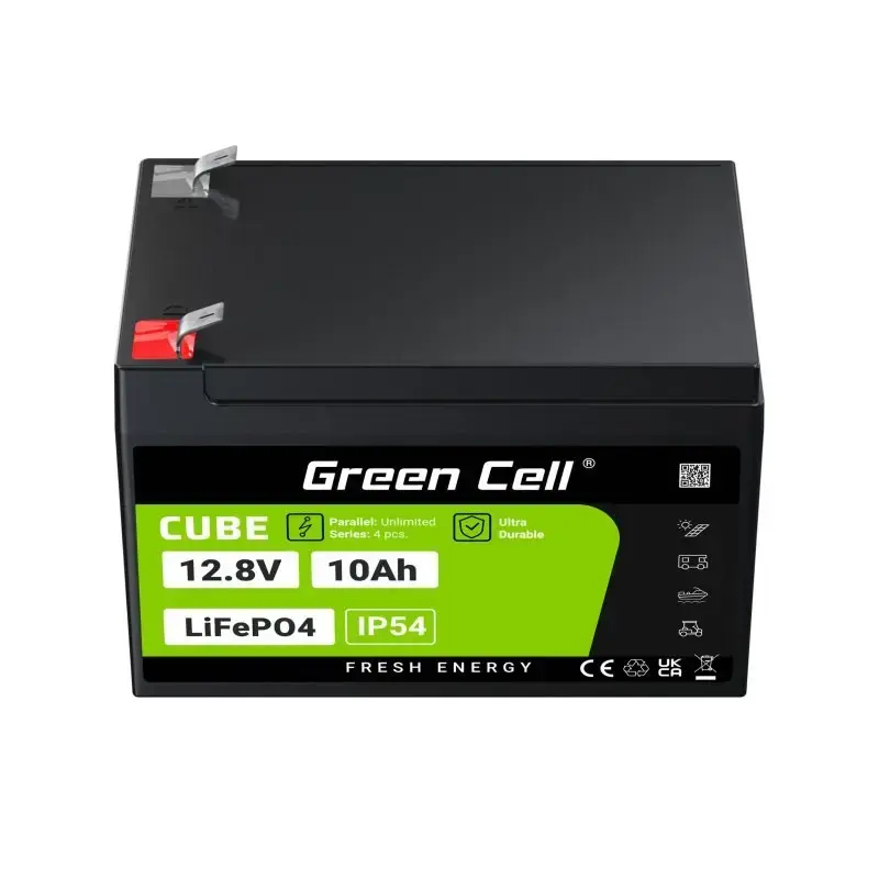 Laetav tööstuslik aku roheline Cell LFPGC12V10AH 12,8 V 10 Ah LiFePO4, 155x100x100 mm, 2 kg