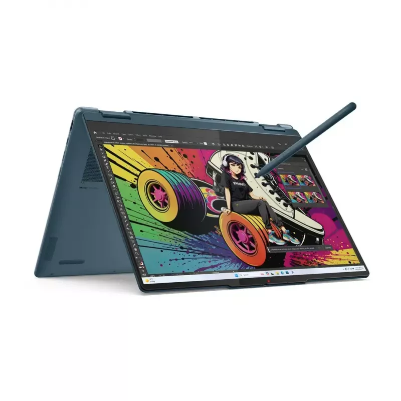2-ühes sülearvuti Lenovo Yoga 7 14-tolline OLED-puuteekraan, Ryzen AI 5 340, 16 GB LPDDR5, 512 GB SSD, Radeon 840M, 70 Wh, Tidal Teal