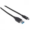 Manhattan USB-C–USB-A-kaabel, 1 m, isane–isane, 10 Gbit/s (USB 3.2 Gen 2, tuntud ka kui USB 3.1), 3 A (kiirlaadimine), SuperSpeed+ USB, must, eluaegne garantii, samaväärne tootega USB31AC1M