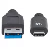 Manhattan USB-C–USB-A-kaabel, 1 m, isane–isane, 10 Gbit/s (USB 3.2 Gen 2, tuntud ka kui USB 3.1), 3 A (kiirlaadimine), SuperSpeed+ USB, must, eluaegne garantii, samaväärne tootega USB31AC1M