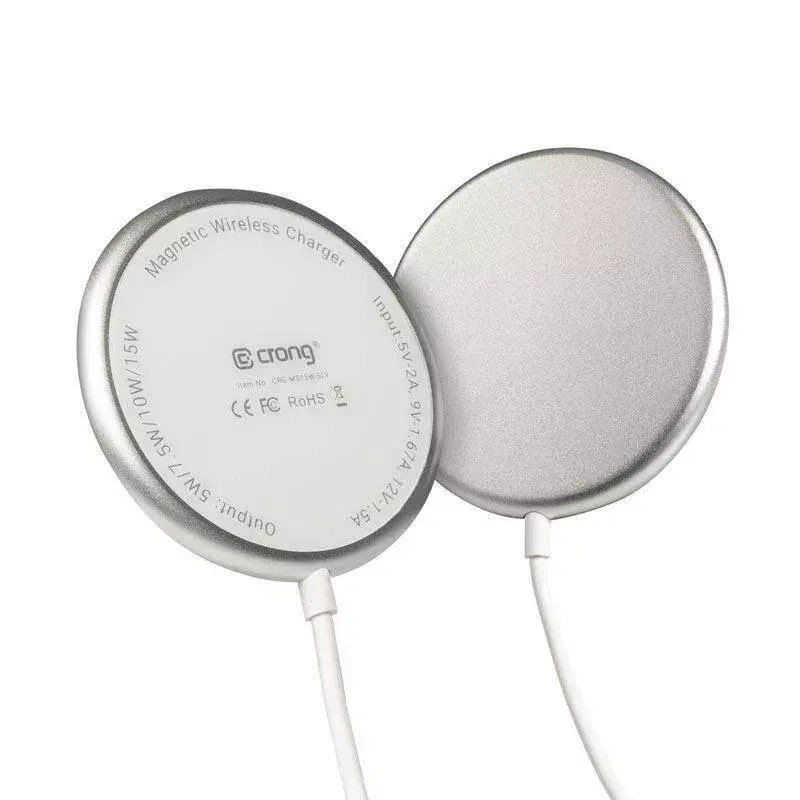 Juhtmeta laadija Crong MagSpot CRG-MS15W-SLV kiirlaadimisega siseruumides toiteallikaga DC