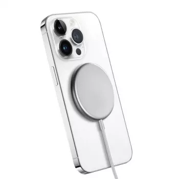 Juhtmeta laadija Crong MagSpot CRG-MS15W-SLV kiirlaadimisega siseruumides toiteallikaga DC