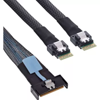 Serial Attached SCSI (SAS) kaabel InLine 27663A, 0,5 m, 32 Gbit/s, MCIO x8 kuni 2x 4i SFF-8654