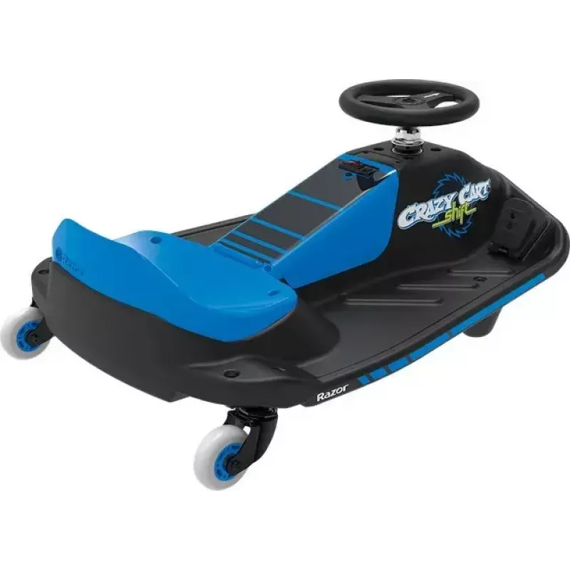 Elektriline triivikart Razor Crazy Cart Shift — sinine, 90 W mootor, 12 V aku, kiirus kuni 13 km/h, max kasutaja kaal 54 kg