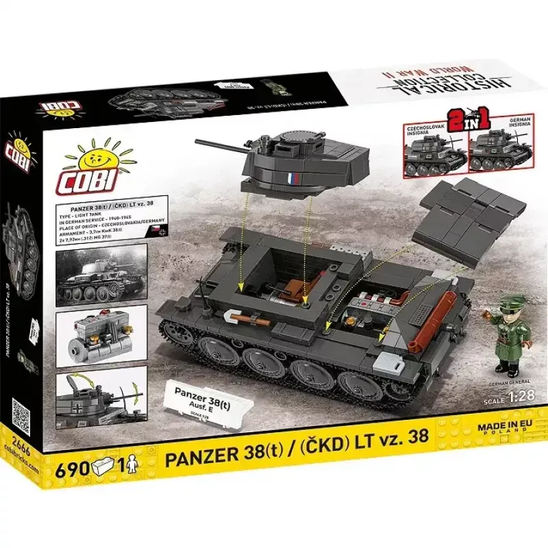 Ehituskomplekt Cobi Blocks Panzer 38 VZ.38 690 elementi – mõõtkavas mudeli ehituskomplekt
