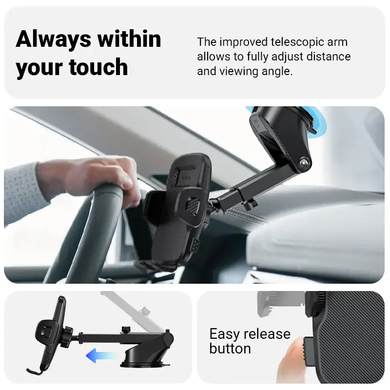 Autohoidik Crong Carclip armatuurlauale ja esiklaasile, passiivne, nutitelefonidele, must (süsinik)