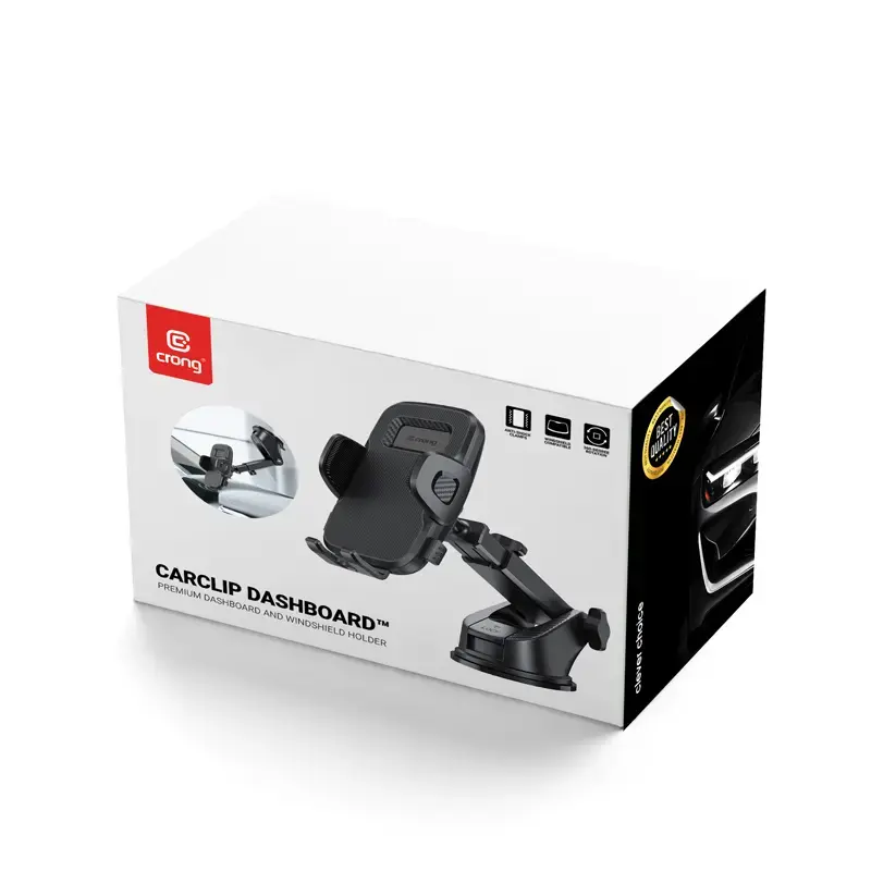 Autohoidik Crong Carclip armatuurlauale ja esiklaasile, passiivne, nutitelefonidele, must (süsinik)