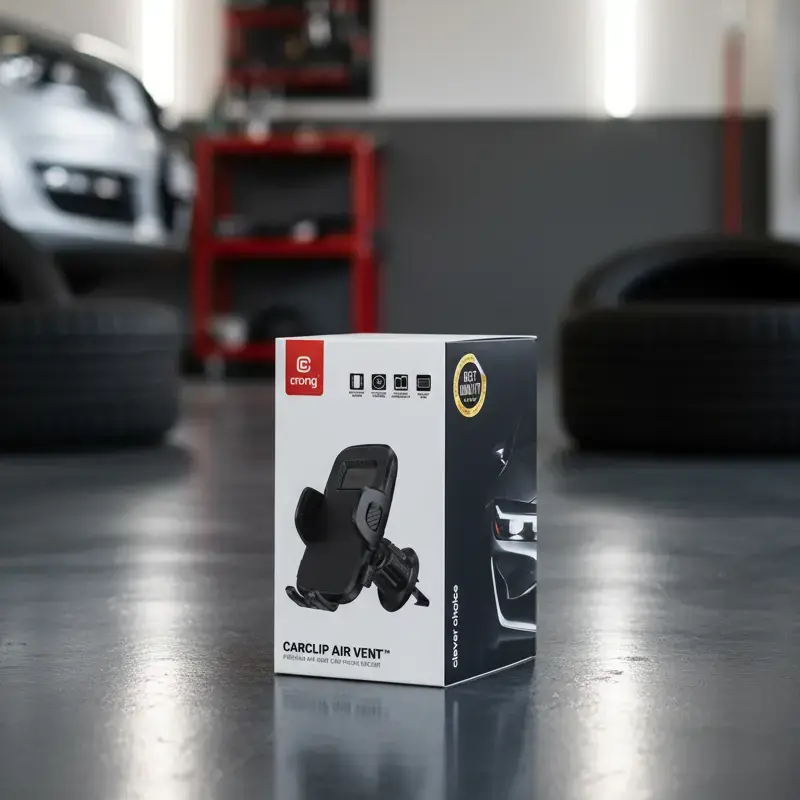 Auto ventilatsiooniavade telefonihoidik Crong Carclip Air Vent (mobiiltelefonidele), must/süsinikkiust