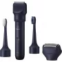 Reisitrimmer Panasonic X-Shape Travel — sinine, liitium-ioon aku, sisseehitatud, mitu lisaseadet (habe, keha, juuksed, fooliumhabemeshaver, hambahari), 1–30 mm, 196×49×43 mm