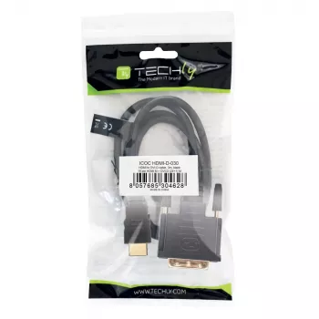 Techly Video Kaabel HDMI to DVI-D M / M 3m ICOC HDMI-D-030, 3 m, HDMI, DVI-D, Meessoost, Meessoost, Kuldne