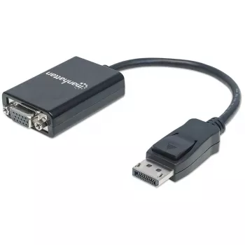 Manhattan DisplayPort VGA HD15 muundurkaabel, 15 cm, isane emasele, aktiivne, DP riiviga, must, eluaegne garantii, samaväärne DP2VGA2-ga