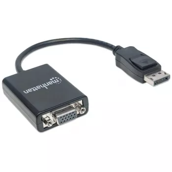 Manhattan DisplayPort VGA HD15 muundurkaabel, 15 cm, isane emasele, aktiivne, DP riiviga, must, eluaegne garantii, samaväärne DP2VGA2-ga
