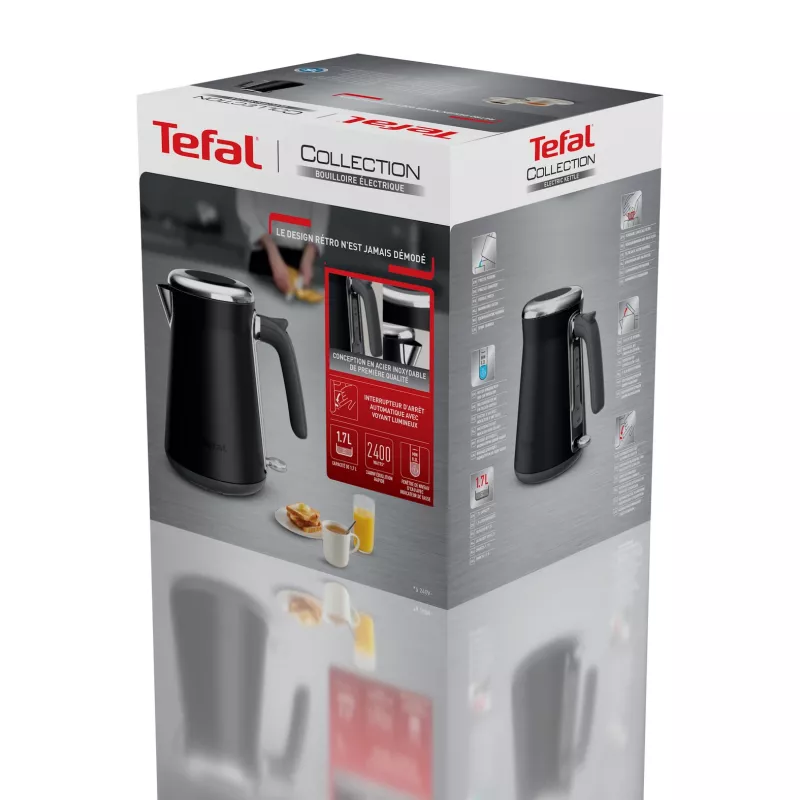 Elektriline veekeetja Tefal KI6668E0 — 1,7 L, 2400 W, roostevabast terasest korpus, must