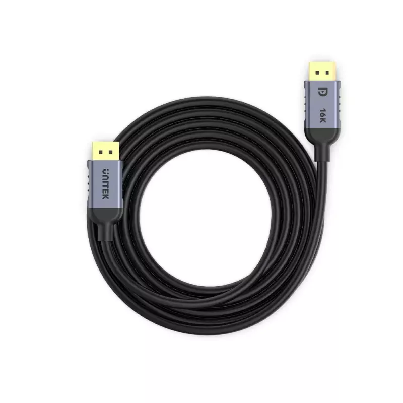DisplayPort-kaabel Unitek C1626GY01-3M 3 m, DisplayPort 2.1 isane–isane, 80 Gbit/s, HDR, HDCP 2.2, kullatud kontaktid