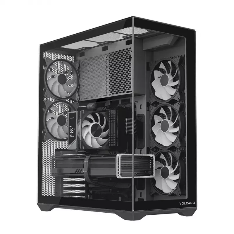 Täistorniga arvutikorpus MODECOM Volcano SPACE XL ARGB — Full Tower, E-ATX tugi, karastatud klaas, ARGB, kuni 440 mm GPU
