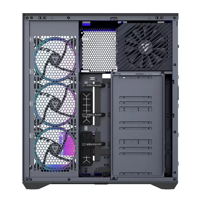 Täistorniga arvutikorpus MODECOM Volcano SPACE XL ARGB — Full Tower, E-ATX tugi, karastatud klaas, ARGB, kuni 440 mm GPU