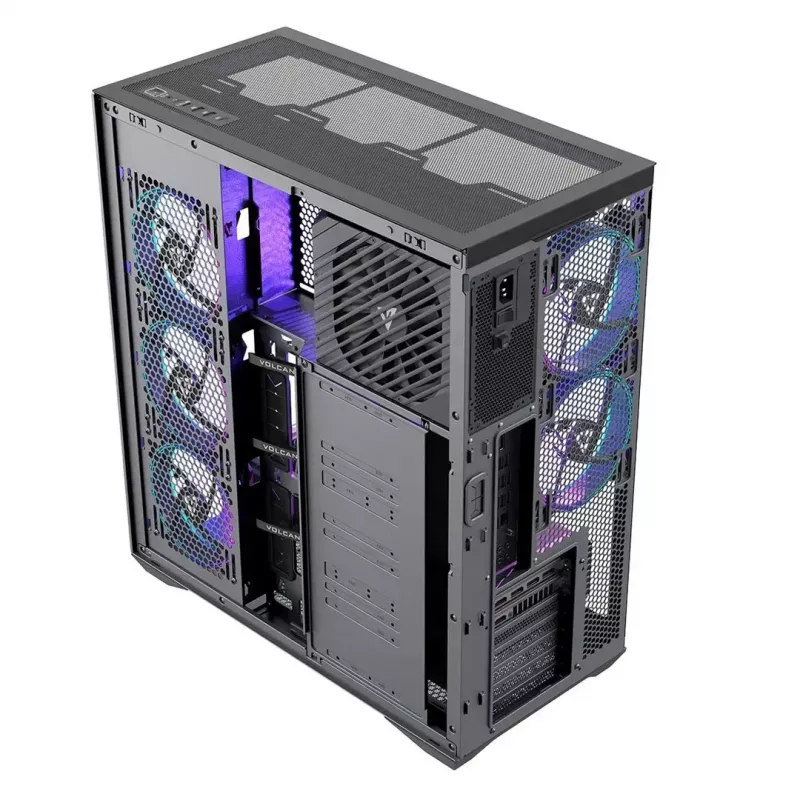 Täistorniga arvutikorpus MODECOM Volcano SPACE XL ARGB — Full Tower, E-ATX tugi, karastatud klaas, ARGB, kuni 440 mm GPU