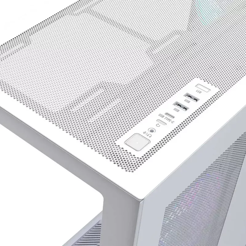 PC full-tower case MODECOM Volcano SPACE XL ARGB FULL TOWER 5F Valge — ATX, karastatud klaas, ARGB, USB-C