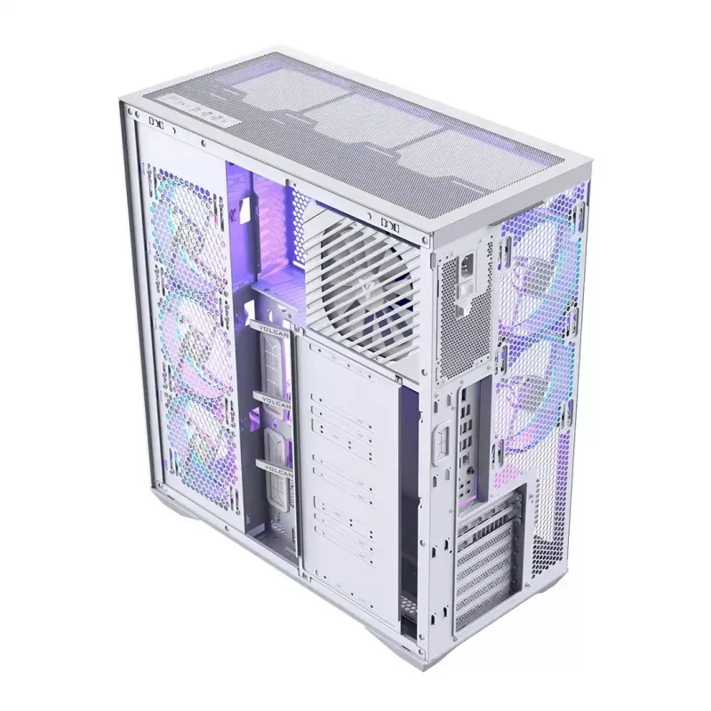 PC full-tower case MODECOM Volcano SPACE XL ARGB FULL TOWER 5F Valge — ATX, karastatud klaas, ARGB, USB-C
