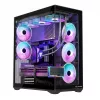 Full-Tower PC Case MODECOM Volcano SPACE XL NF — Must, karastatud klaas, ARGB, toetab micro-ATX, kuni 44 cm GPU, 3×3,5 tolli/4×2,5 tolli pesa, USB-A 2×, USB-C 1×