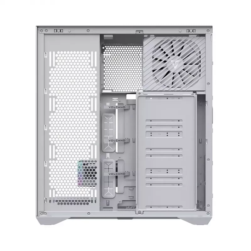 Full-tower PC korpus MODECOM Volcano SPACE XL FULL TOWER NF Valge — ARGB, karastatud klaas, 8 laienduspesa, kuni 440 mm GPU