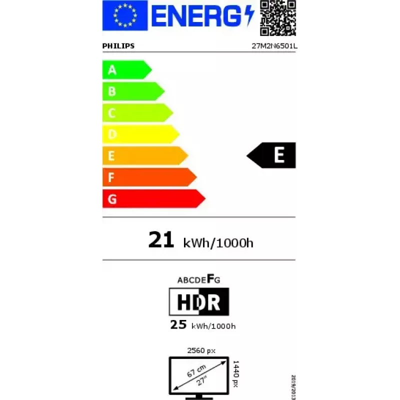 Philips Evnia 6000 27M2N6501L/00 arvutimonitor 67,3 cm (26,5 tolli) 2560 x 1440 pikslit Quad HD QD-OLED Valge