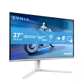 Philips Evnia 6000 27M2N6501L/00 arvutimonitor 67,3 cm (26,5 tolli) 2560 x 1440 pikslit Quad HD QD-OLED Valge