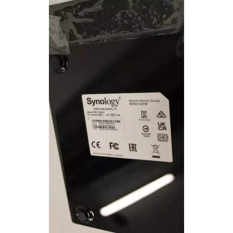 Torn-NAS SYNOLOGY DS423 — Realtek RTD1619B 1,7 GHz, 2 GB DDR4, 4 x 3,5-tolline kiirvahetus, 2x1GbE, 2xUSB3.2, RAID