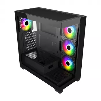 FSP M340-BA korpus Midi Tower mITX, mATX, ATX Must ARGB, Midi Tower, PC, Must, ATX, micro ATX, Mini-ITX, Klaas, SPCC, 17 cm