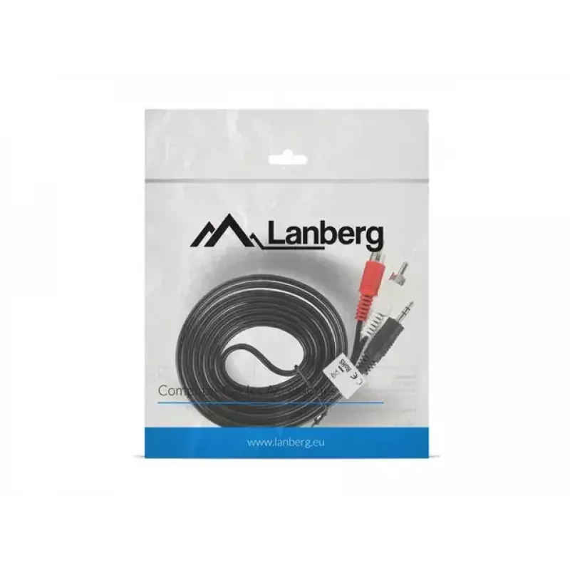 Helikaabel Lanberg CA-MJRC-10CC-0020-BK 3,5 mm RCA 2 m Must Punane Valge