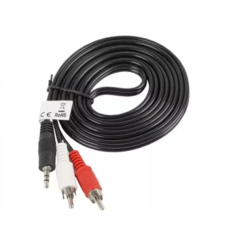 Helikaabel Lanberg CA-MJRC-10CC-0020-BK 3,5 mm RCA 2 m Must Punane Valge