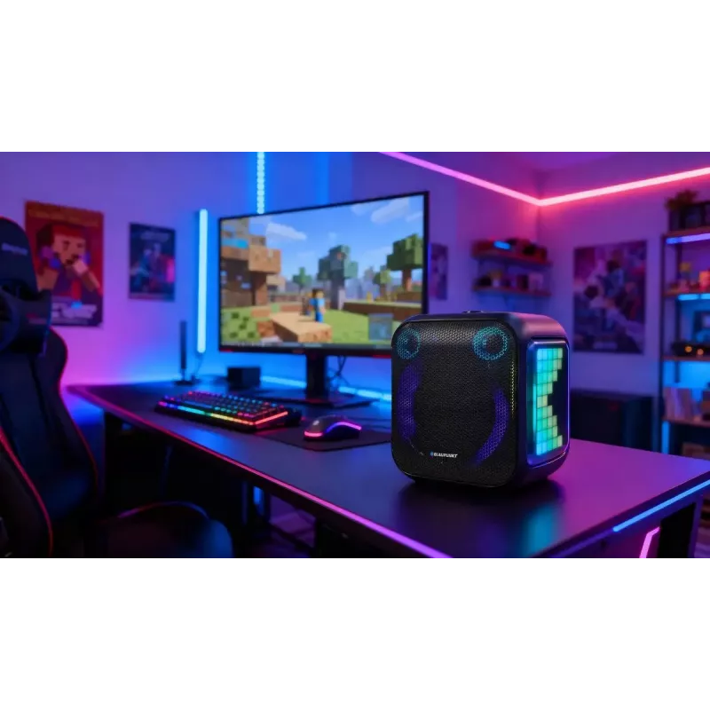 Sise-/välistingimustes kasutatav kõlarisüsteem BLAUPUNKT PB6LED — 40 W RMS, Bluetooth, FM, MicroSD, LED-ekraan, 4500 mAh aku