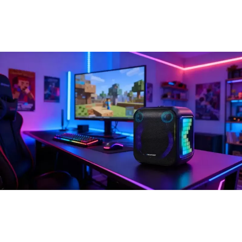 Sise-/välistingimustes kasutatav kõlarisüsteem BLAUPUNKT PB6LED — 40 W RMS, Bluetooth, FM, MicroSD, LED-ekraan, 4500 mAh aku